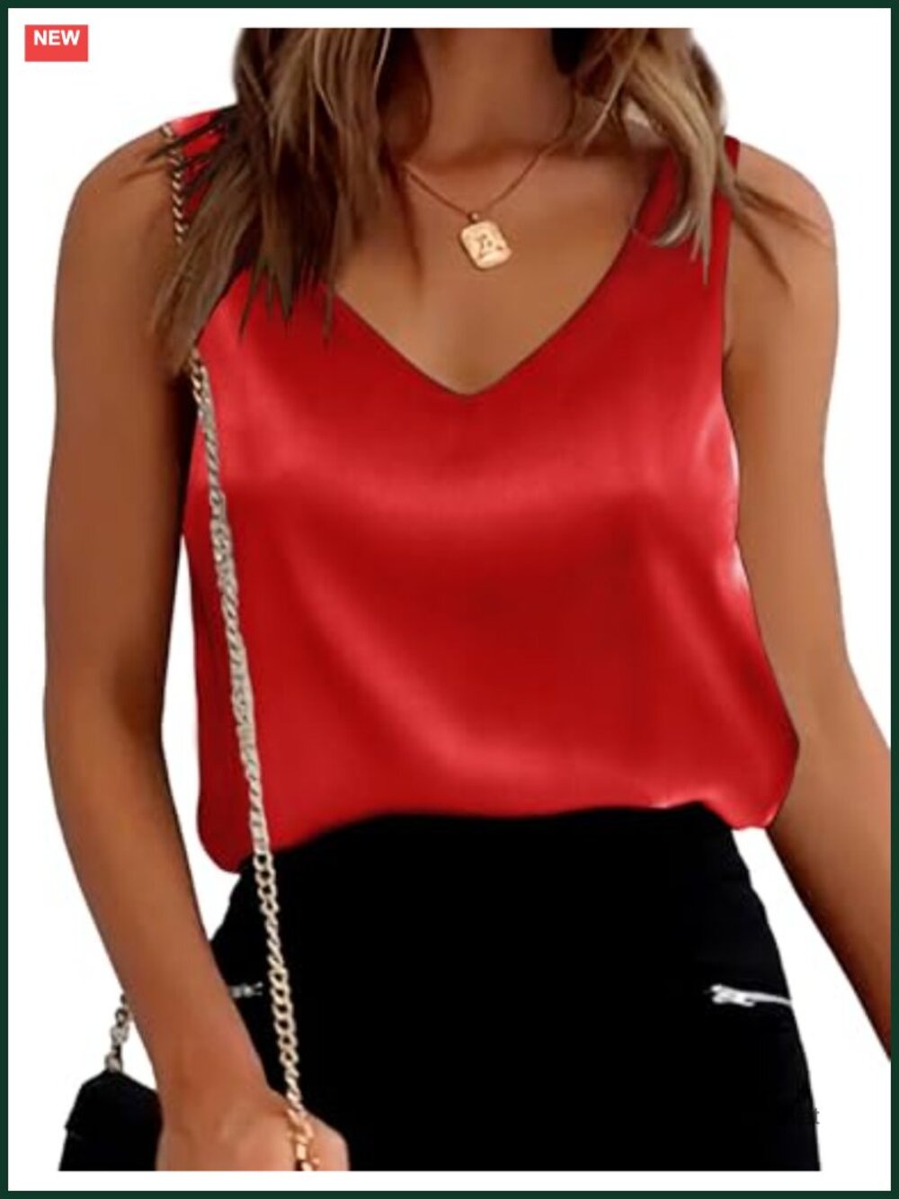 Satin V Neck Tank Top Sleeveless Silk Blouse Casual Dressy Summer Shirt